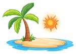 island sun palm tree cartoon
