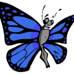 blue butterfly cartoon 