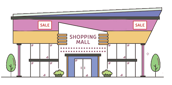 shopping mall cartoon